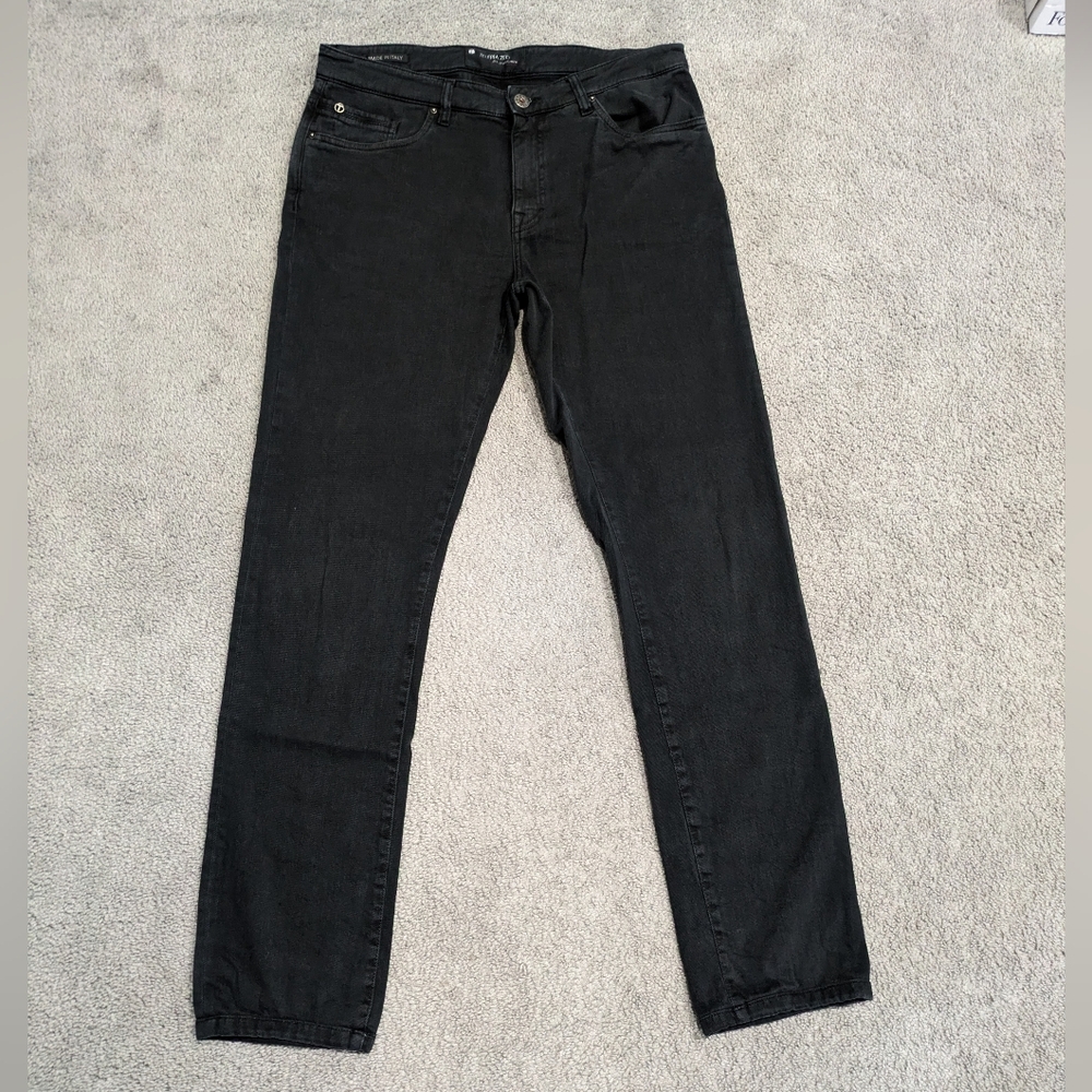 Teleria Zed Cobra 19 Jeans Men's Sz 34x33 Black Denim Concept Made Italy Stretch